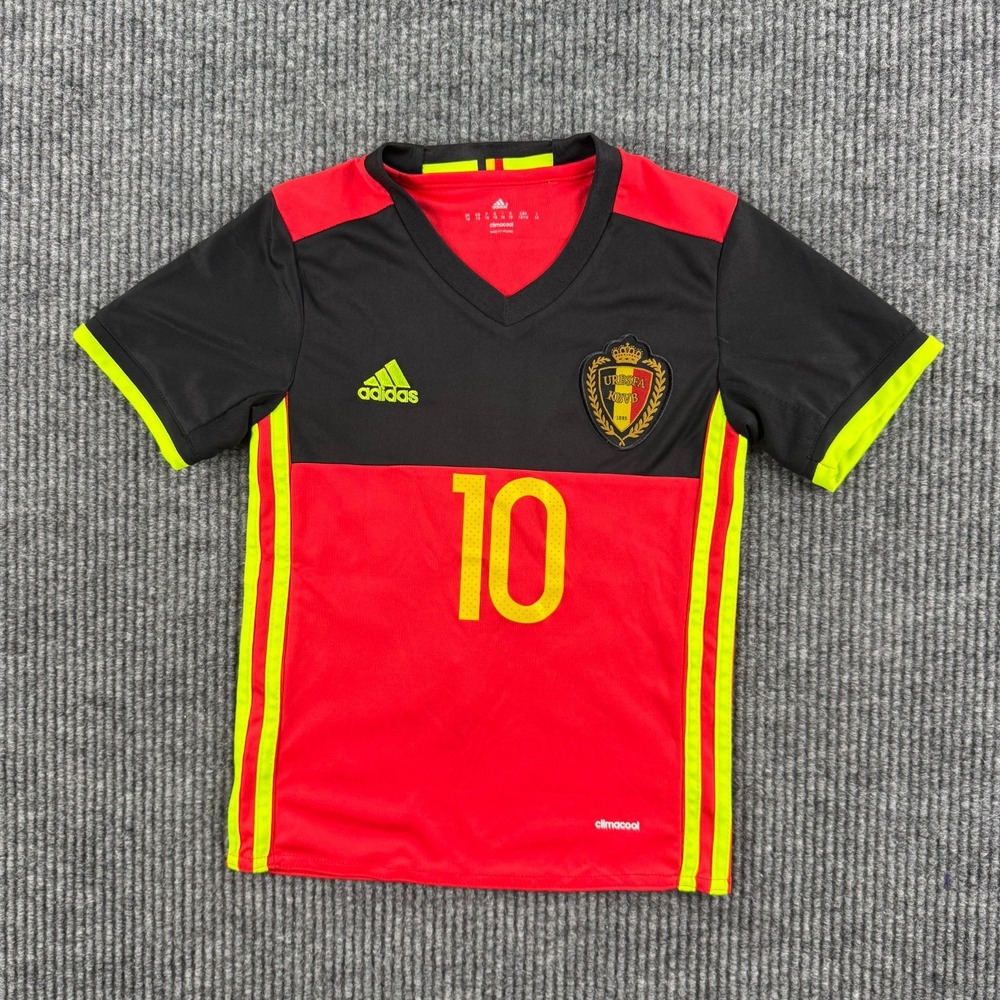 Adidas Belgium Eden Hazard #10 Soccer Jersey Men L Black Red FIFA World Cup